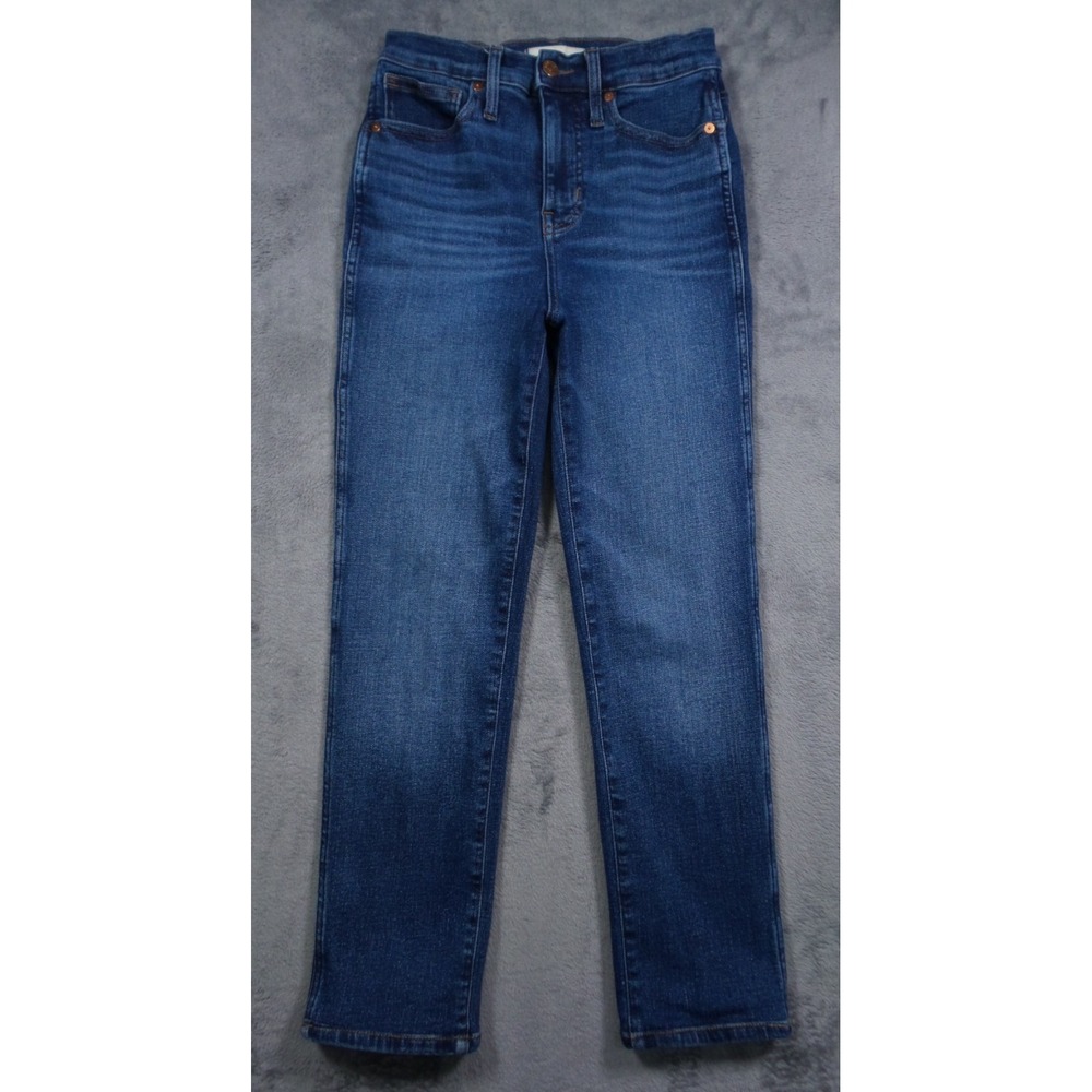 Madewell Jeans Womens Size 25 Blue Denim Stovepipe Straight High Rise Stretch